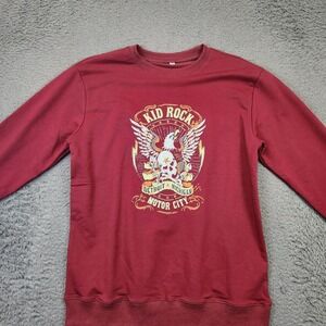 Kid Rock Sweatshirt Mens Medium Maroon Detroit Michigan Motor City Graphic Band